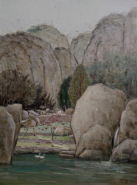 《石林人家》60x80(cm) 油画 作者:康漠